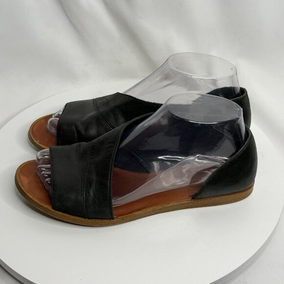 1.State Sandals Women’s Size 6.5 Black Celvin Leather D'Orsay Flat Open Toe - Picture 1 of 8